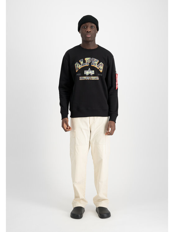 Alpha Industries Alpha Industries Bluza College Camo Sweatshirt Czarny Regular Fit