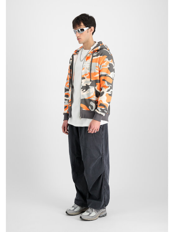 Alpha Industries Alpha Industries Bluza Basic Camo Puff Print Zip Hoodie Pomarańczowy Regular Fit