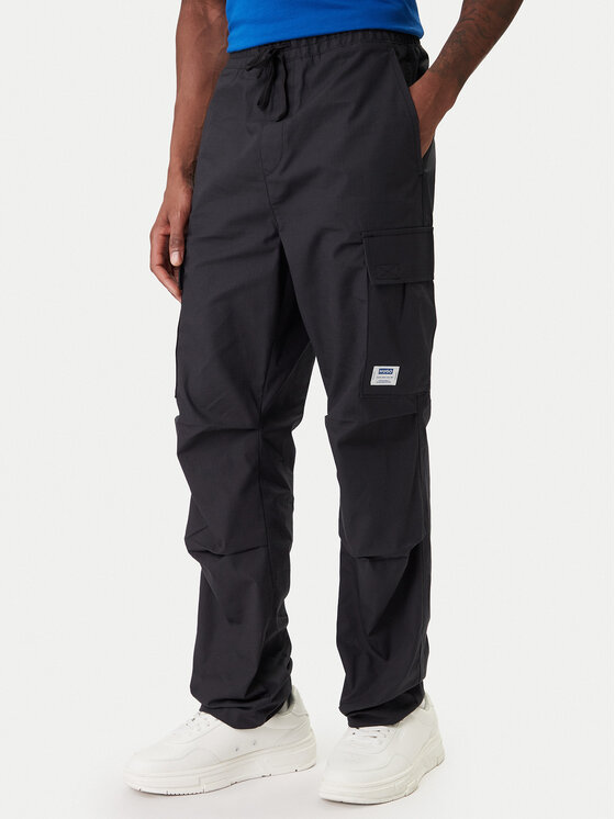 HUGO HUGO Kalhoty z materiálu Gadic242 50545643 Černá Relaxed Fit