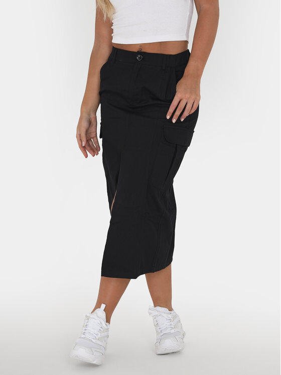 Brave Soul Midi sukňa LSKW-272NANCYBL Čierna Straight Fit