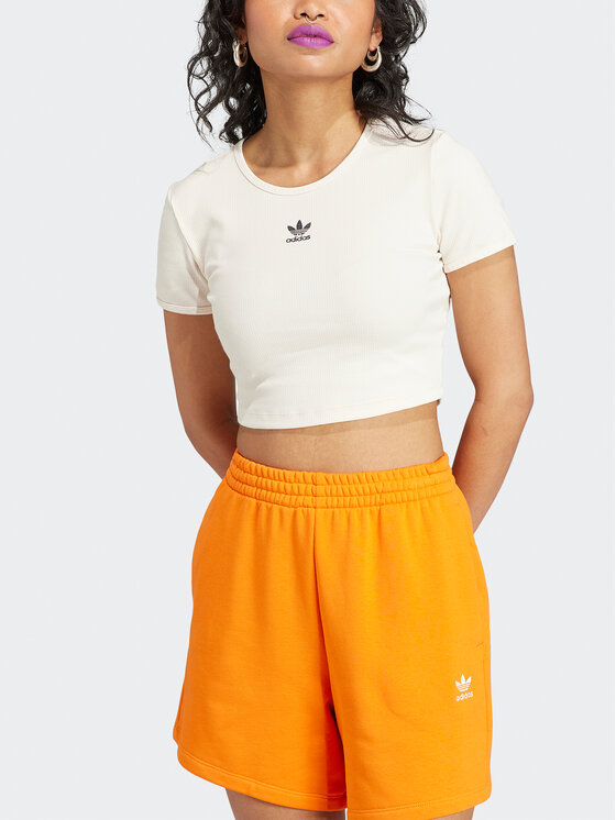 adidas adidas Marškinėliai Essentials IJ7804 Smėlio Slim Fit