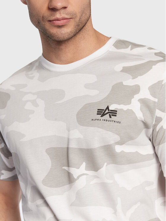 Alpha Industries T-Shirt Backprint T Camo 128507C Bílá Regular Fit