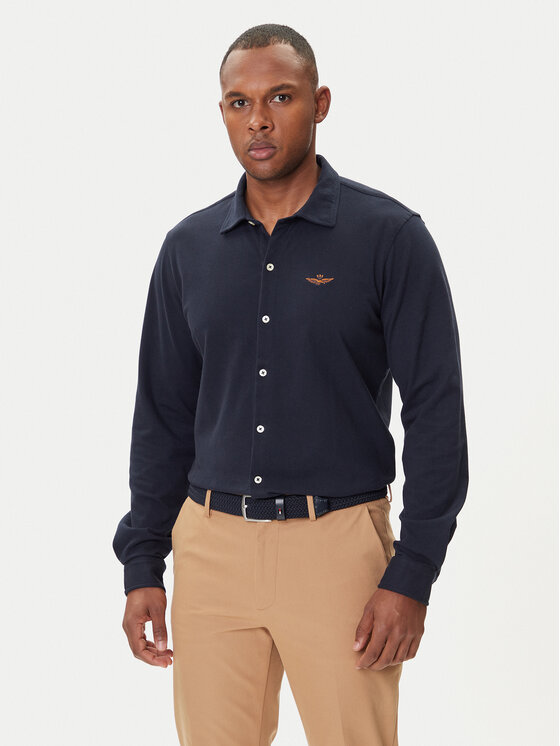 Aeronautica Militare Koszula 252CA1265UP00342 Granatowy Regular Fit