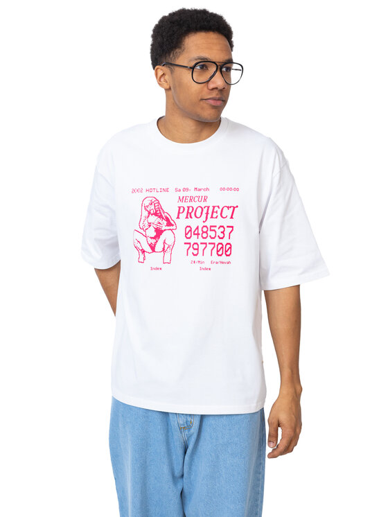 Mercur Mercur T-Shirt Hotline Biały Comfortable Fit