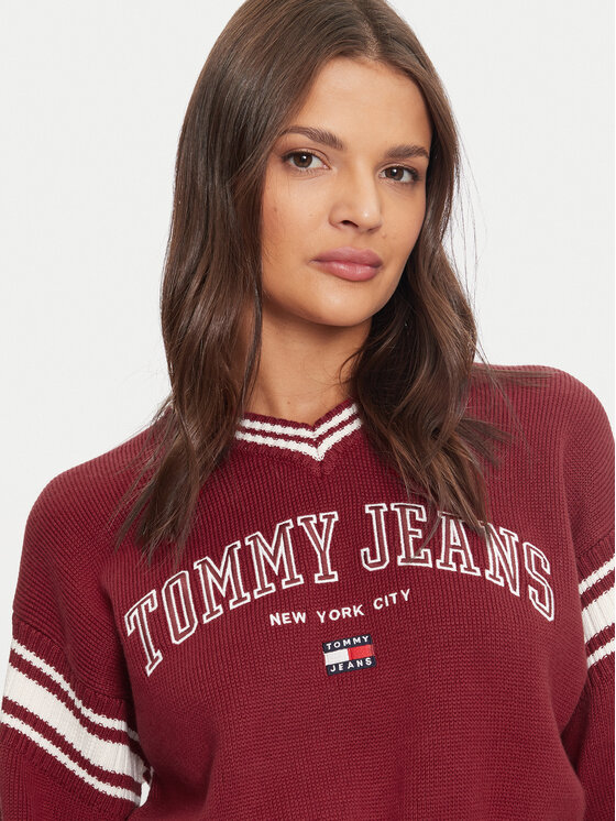Tommy Jeans Tommy Jeans Sweter Varsity DW0DW18692 Czerwony Relaxed Fit