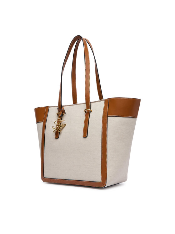 Tommy Hilfiger Tommy Hilfiger Borsetta Th Script Tote Canvas AW0AW18829 Crema