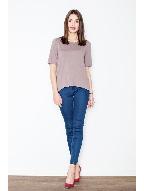 FIGL FIGL Bluzka M436 Brązowy Regular Fit
