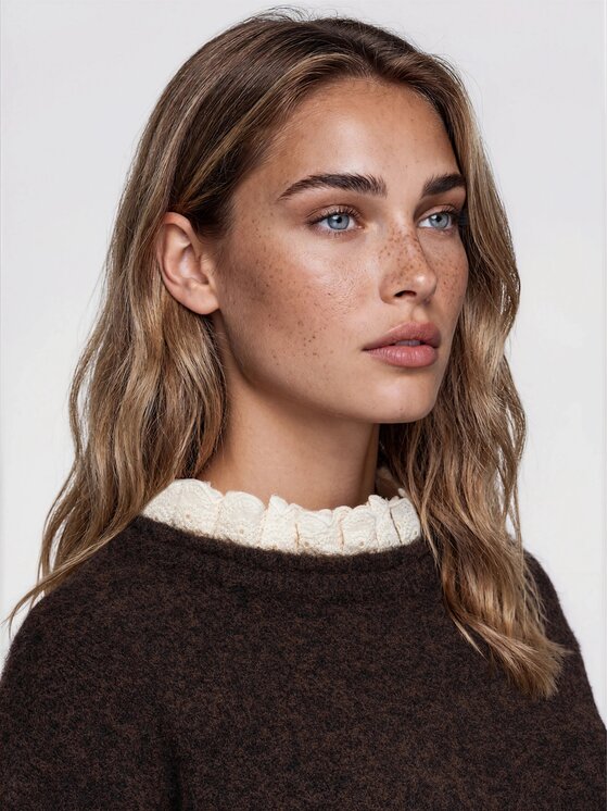 Ombre Ombre Sweter OW-SW-E0043 Brązowy Regular Fit