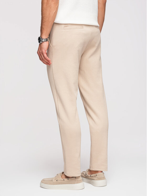 Ombre Ombre Spodnie materiałowe OM-PACP-0292 Beżowy Carrot Fit