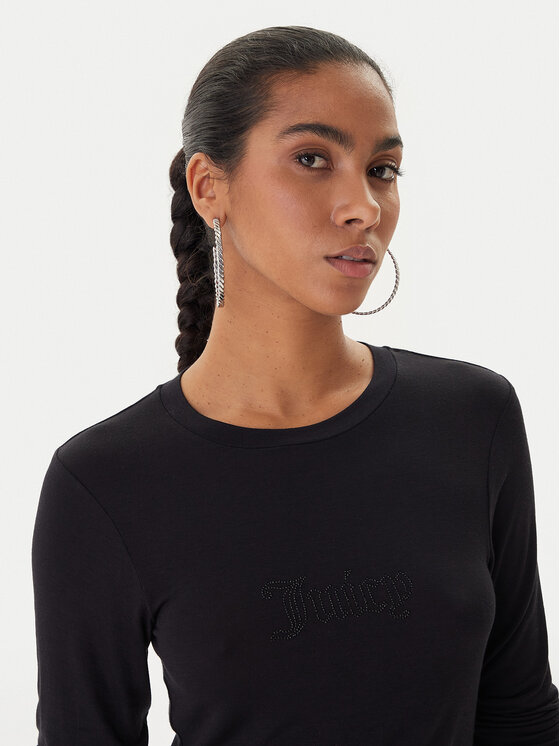 Juicy Couture Juicy Couture Blúzka Slub JCWCT225312 Čierna Slim Fit