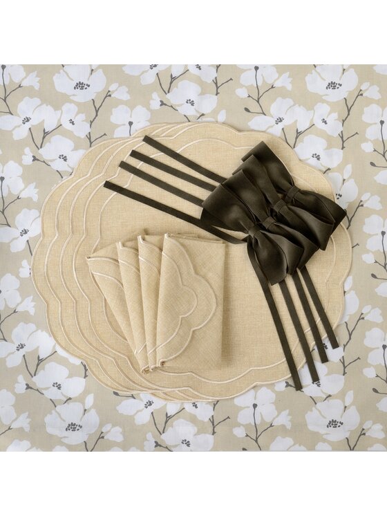 Roseberry Home Roseberry Home Serwetki haftowane Beige Petali Beżowy