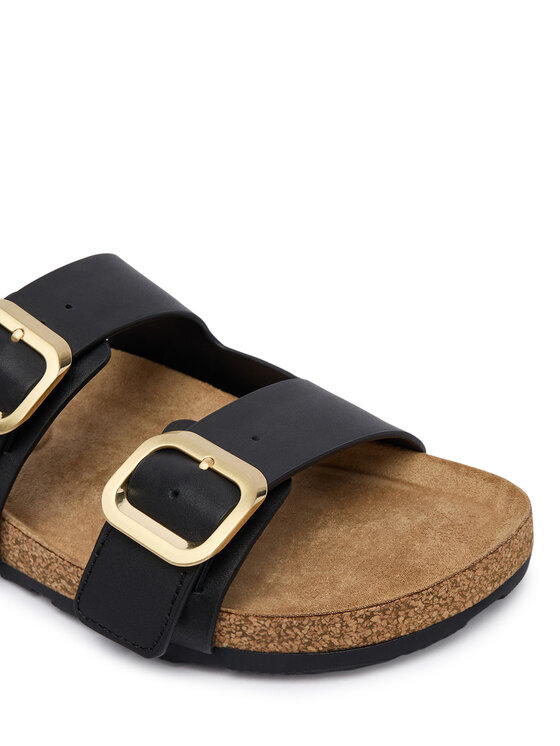 Tommy Hilfiger Tommy Hilfiger Natikače Leather Double Strap Cork Sandals FW0FW09118 Crna