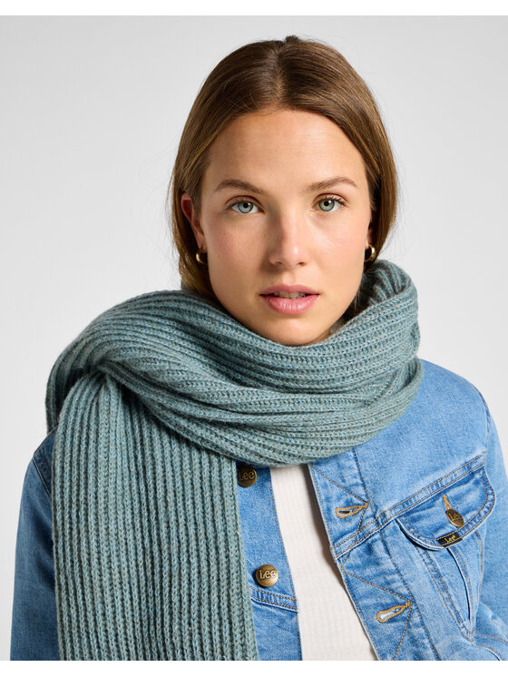 Lee Lee Szalik RIBBED KNITTED SCARF Zielony