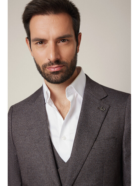 Lancerto Lancerto Marynarka Calascio MA131225000002 Brązowy Slim Fit