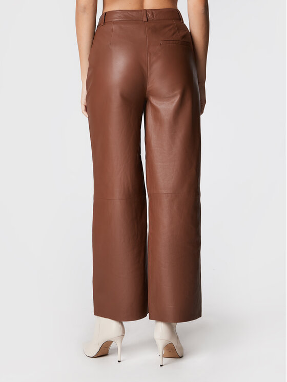Gestuz Gestuz Odinės kelnės Agatagz 10905887 Ruda Regular Fit