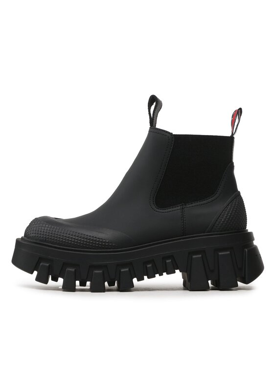Tommy Jeans Tommy Jeans Kotníková obuv s elastickým prvkem Tjw Rubber Rain Boot EN0EN02234 Černá