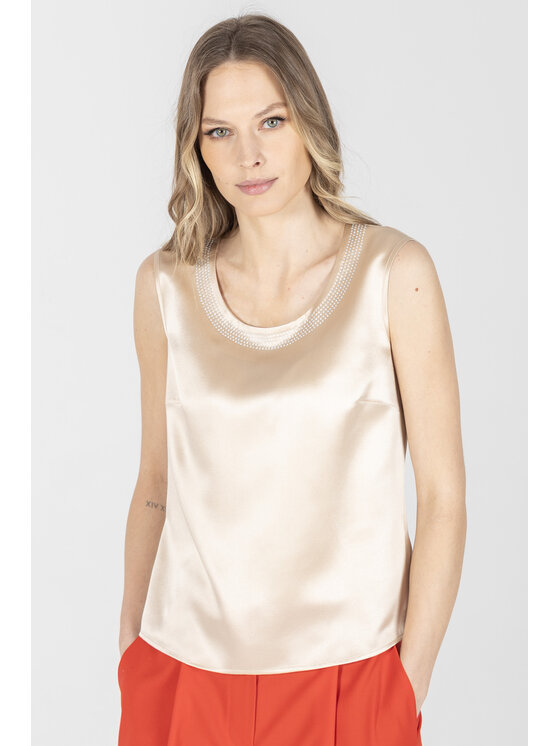 Deni Cler Milano Deni Cler Milano Top W-DC-0006-F2-G7-12-1 Beżowy Regular Fit