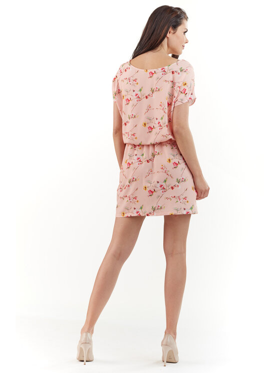 Awama Awama Sukienka letnia A231 Różowy Basic Fit