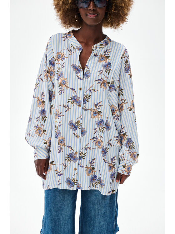 blue shadow blue shadow Bluzka Nina Niebieski Regular Fit