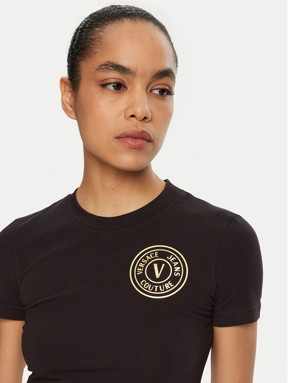 Versace Jeans Couture Versace Jeans Couture T-shirt 78HAHT00 Crna Regular Fit