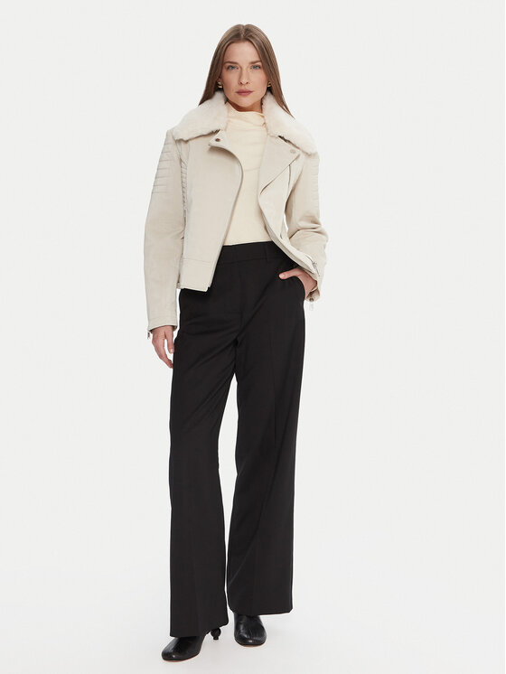 Guess Guess Кожено тип рокерско яке W5BL35 W2820 Екрю Regular Fit