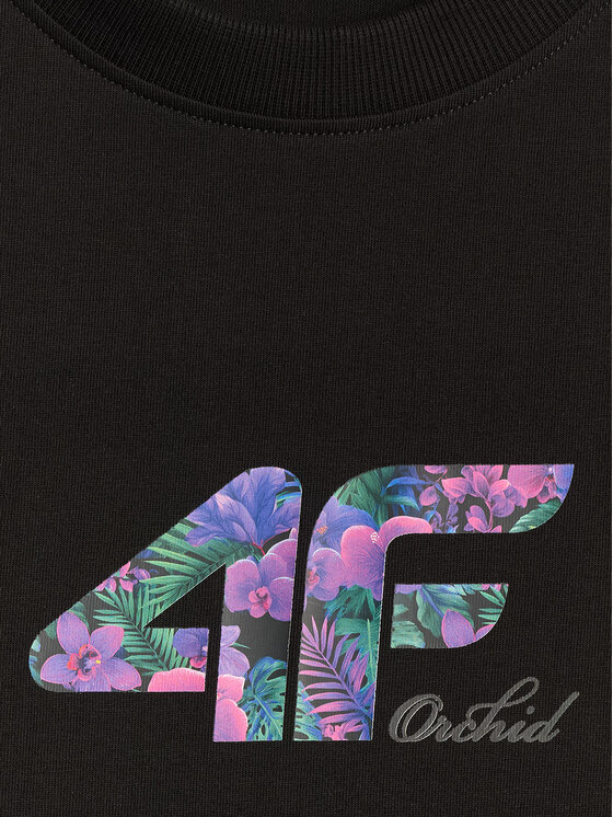 4F 4F T-Shirt TROPIC ORCHID Czarny Regular Fit