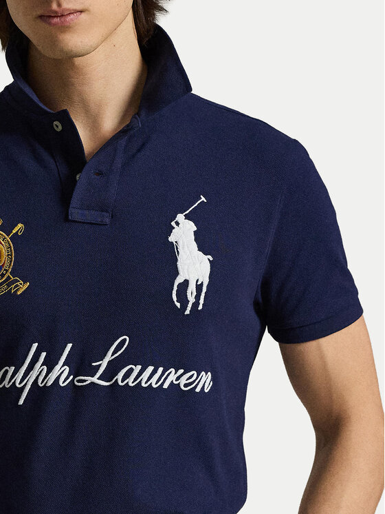 Polo Ralph Lauren Polo Ralph Lauren Polo marškinėliai 710P07311001 Tamsiai mėlyna Custom Slim Fit