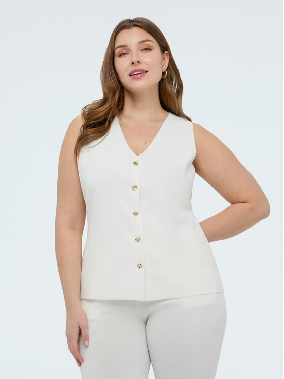 Fiorella Rubino Fiorella Rubino Kamizelka M089L008362N011 Biały Regular Fit