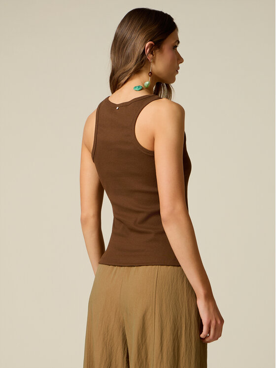 Oltre Oltre T-Shirt G08YJ004972N022 Brązowy Regular Fit