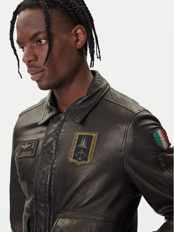 Aeronautica Militare Aeronautica Militare Kurtka skórzana 252PN0895U100839 Czarny Regular Fit