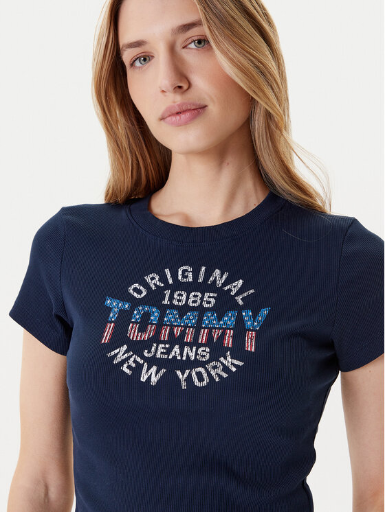 Tommy Jeans Tommy Jeans Marškinėliai DW0DW21421 Tamsiai mėlyna Slim Fit