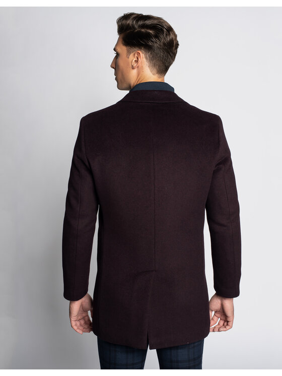 Borgio Borgio Płaszcz seveso Bordowy Classic Fit