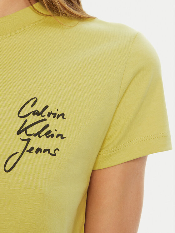 Calvin Klein Jeans Calvin Klein Jeans Marškinėliai Script Institutional J20J224984 Žalia Slim Fit