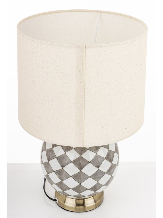 MIAhome MIAhome Lampka nocna ceramiczna LAVIA w kratkę Beżowy