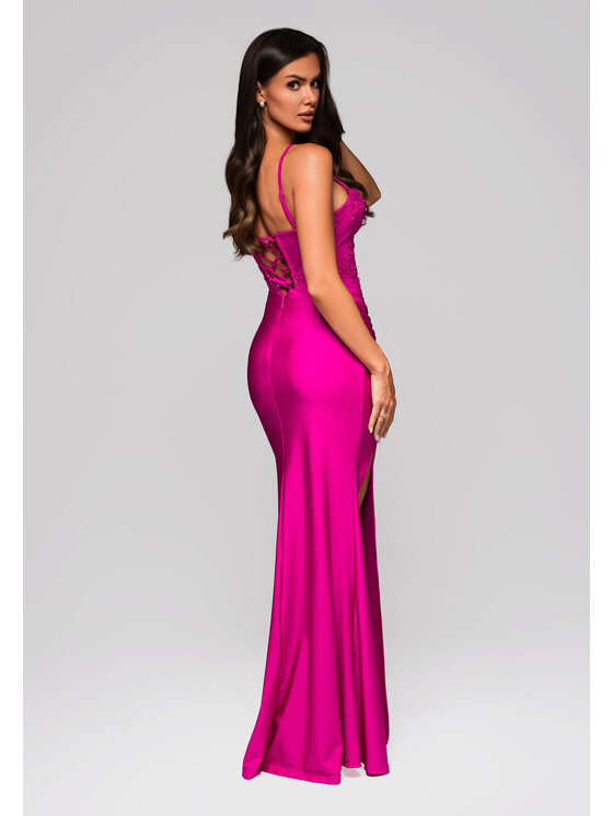 Ombre Ombre Sukienka wieczorowa LA-OM-DLR186 Fioletowy Regular Fit