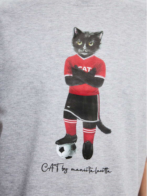 CAT by maniita lacitta CAT by maniita lacitta T-Shirt Printed men's t-shirt with CAT Szary Regular Fit
