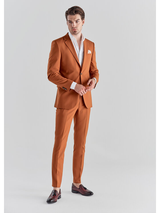 Pako Lorente Pako Lorente Spodnie garniturowe P22SF-6G-021 Pomarańczowy Slim Fit