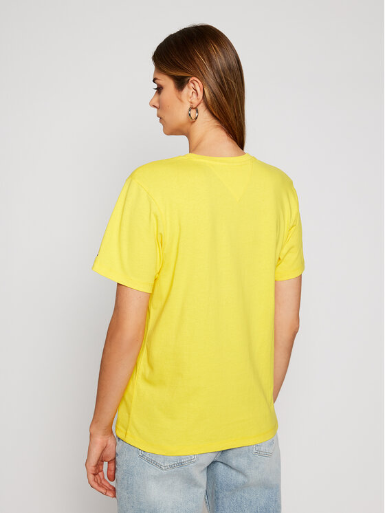 Tommy Jeans Marškinėliai Collegiate Logo DW0DW09075 Geltona Boyfriend Fit •  Modivo.lt