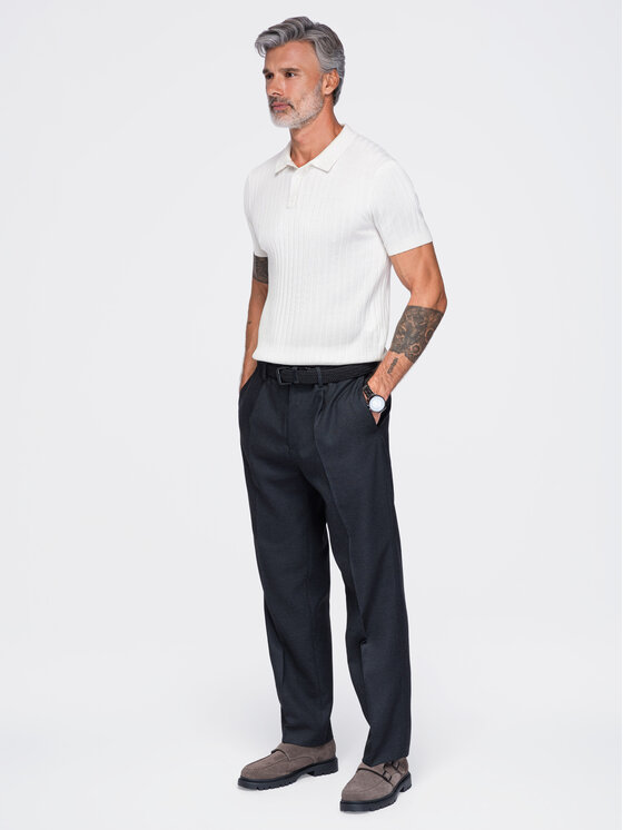 Ombre Ombre Polo OM-POSS-0180 Biały Slim Fit