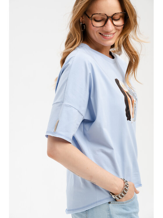 blue shadow blue shadow Bluzka Arya Niebieski Regular Fit