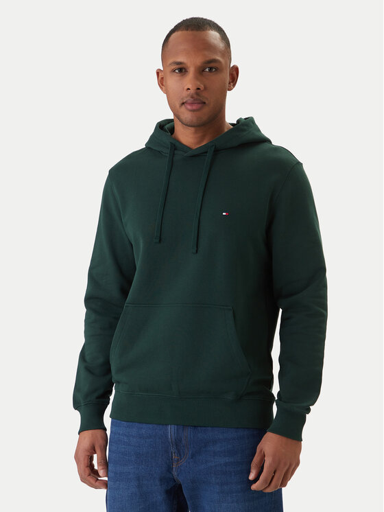 Tommy Hilfiger Tommy Hilfiger Džemperis ar kapuci Essential MW0MW37235 Zaļš Regular Fit