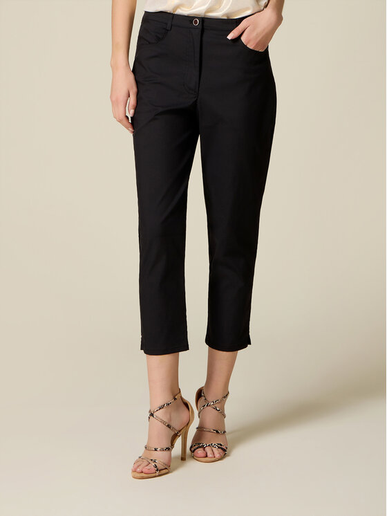 Oltre Oltre Spodnie materiałowe P737R009311N033 Czarny Cropp Fit