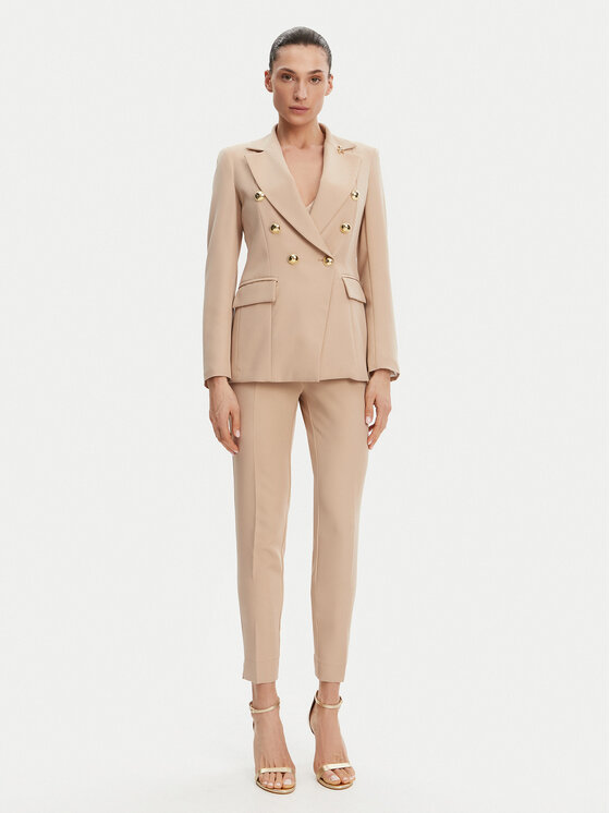 Maryley Maryley Штани з тканини 25EB52Z/M24/43PG Бежевий Regular Fit