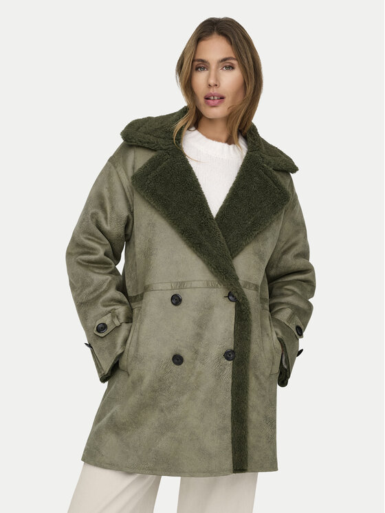ONLY ONLY Kožuh Ylva 15322402 Zelena Regular Fit