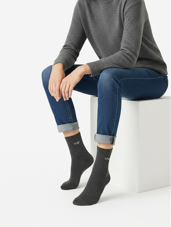 Nine West Nine West Garās zeķes CEO_AS_NW_05_W_AW25 (3 PACK) Pelēks