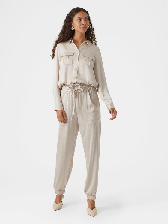 Vero Moda Vero Moda Spodnie materiałowe Marys 10300405 Écru Loose Fit