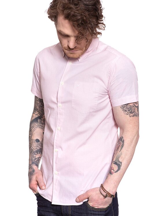 Wrangler Wrangler Camicia SS 1PKT BUTTON DOWN Rosa Slim Fit