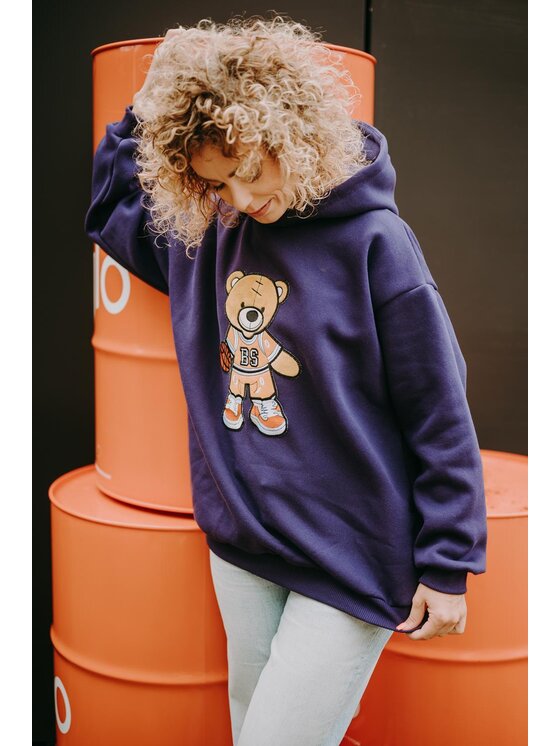 Bejbi Story Bejbi Story Bluza Bluza oversize Brandon Teddy dla mamy i taty z kapturem Fioletowy Oversize