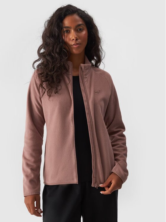 4F 4F Fleecová mikina 4FWMM00TFLEF294-83S Hnedá Regular Fit