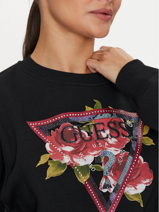 Guess Guess Majica dugih rukava W4YQ26 K9Z21 Crna Regular Fit